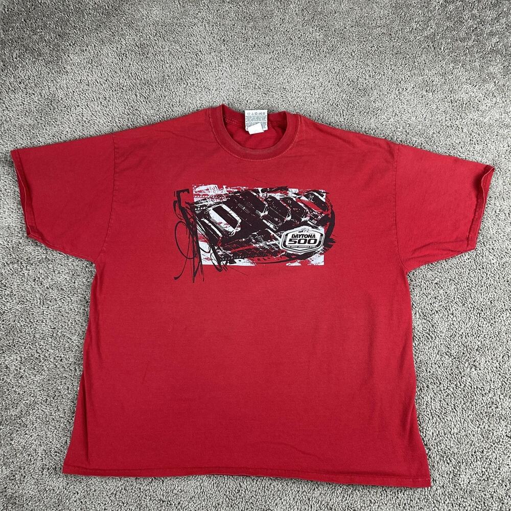 Daytona 500 Shirt Mens 2XL Red NASCAR Racing Double Sided Graphic Tee Crewneck